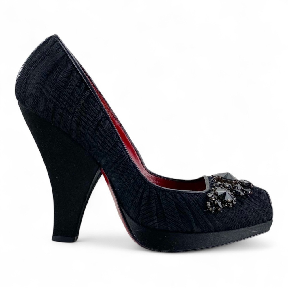 Cesare Paciotti Rasp Seta Tulle Black Heels Size 37​